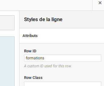 identifiant rangée Page Builder