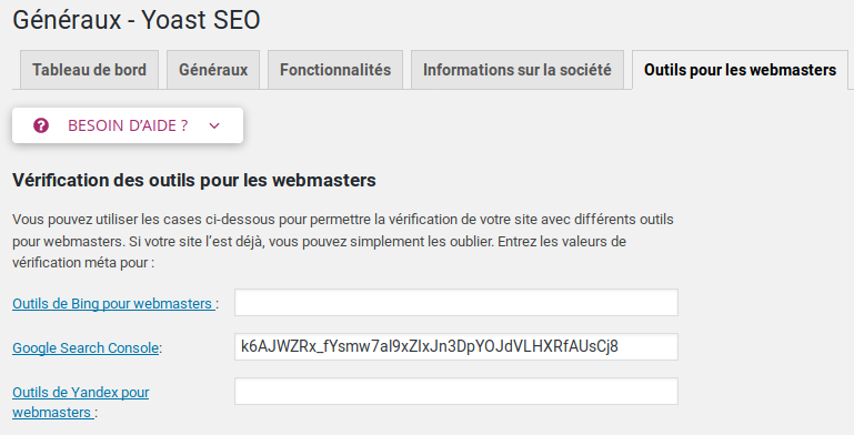 Yoast SEO et Google Search Console